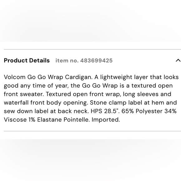 NWT Volcom On The Go Wrap Cardigan - Picture 4 of 4